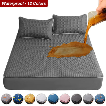 Quilted Waterproof Mattress Protector – Fitted Bed Cover 150/160/180x200cm by zapcart
