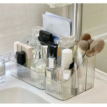 High Quality Plastic Makeup Organizer Transparent Lightweight Versatile Storage Box 3/4-Slot Washable Vanity Case by zapcart