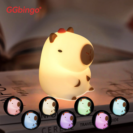 Cute Pear Night Light 7-Color Dimmable Touch-Controlled Night Light Silicone Stress Reducing Pat Duck Lamp USB Rechargeable by zapcart