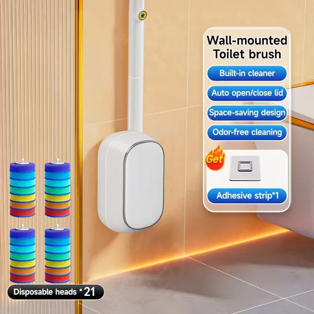 JOYBOS Wall Hanging Toilet Cleaning WC Brush Set with Holder Built-In Brushes Head Long Handle Wc Toilet Bowl Cleaner Tool by zapcart