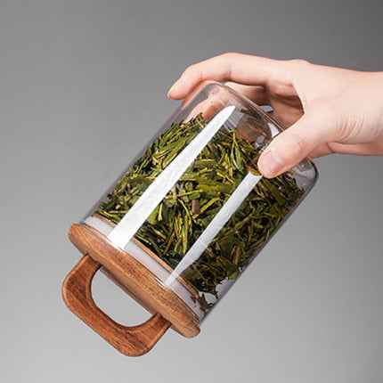 Clear Glass Storage Jar With Bamboo Lid Airtight Canister For Tea Coffee Sugar by zapcart