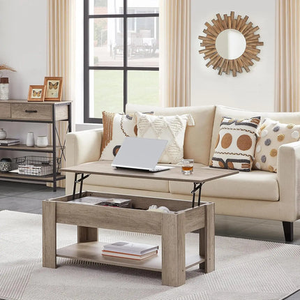 Lifting Coffee Table with Hidden Storage Drawer and Open Shelf, Space-saving Tea Tables for Living Room/Reception, Gray by zapcart