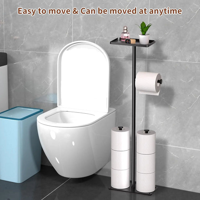 Toilet Tissue Roll Paper Holder Free Standing For Bathroom With storage Tray by zapcart