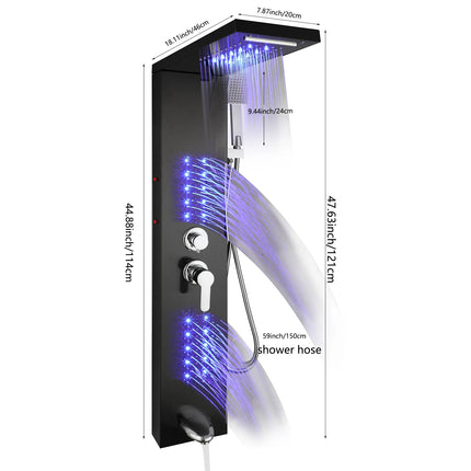KEMAIDI Shower Panel Bathroom Shower Tower w/ LED Rainfall Waterfall Shower Head Body Massage Jet Shower Tub Spout Shower Column by zapcart