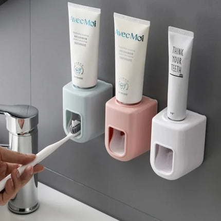 Creative Wall Mount Automatic Toothpaste Dispenser Bathroom Accessories Waterproof Lazy Toothpaste Squeezer Toothbrush Holder by zapcart