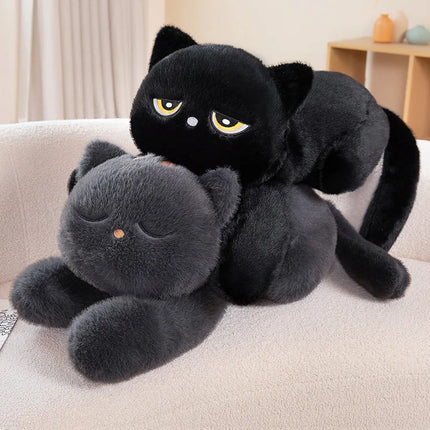 Black Cat Plush Pillow Soft Stuffed Lying Cat Cushion Cute Sleeping Cat Design Lovely Birthday Gift Idea for Cat Lovers by zapcart