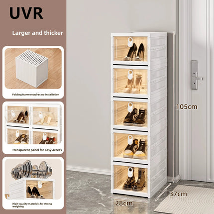 UVR Dustproof Shelf Multi-layer Integrated Foldable Shoe Organizer Large Capacity Snack Storage Box Household Shoe Cabinet by zapcart