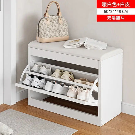 Tipping bucket shoe change stool household door shoe cabinet can sit integrated locker entry shoe stool simple shoe rack storage by zapcart