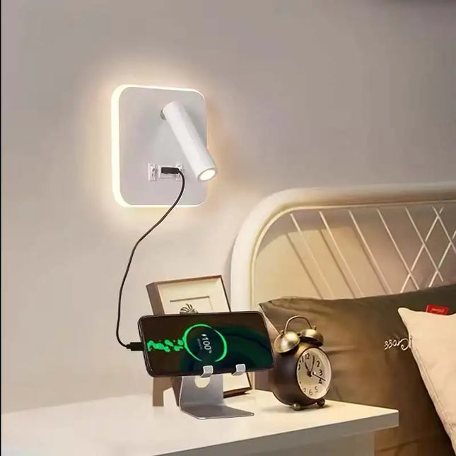 LED Wall Mounted Reading Light with Switch And USB Port Rotatable Bedside Wall Lamp Wall Sconce Spotlight for Bedroom by zapcart