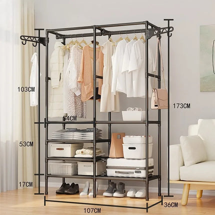 Simplecoat rack Multifunctional floor double row hanger Hanging hanger Drying rack Bedroom home reinforcement Stylish and simple by zapcart