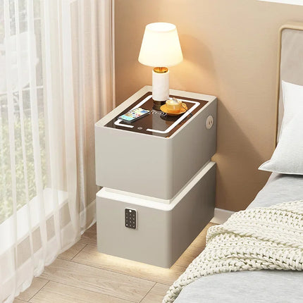 Wireless Charging Smart Bedside Table Modern Solid Wood Drawer Cabinet Floating Narrow Nightstand Minimalist Bedside Storage by zapcart