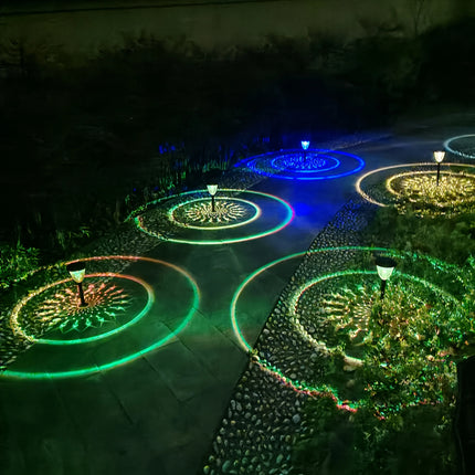 Solar Light Outdoor Waterproof Circle Shadow Lawn Solar Powered Pathway Garden Light LED Landscape Light Decorative for Walkway by zapcart
