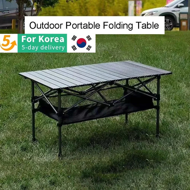 Outdoor Folding Long Table Portable Storage Universal Camping Space Saving Desk Easy To Install with Net Sturdy and Stable Table by zapcart