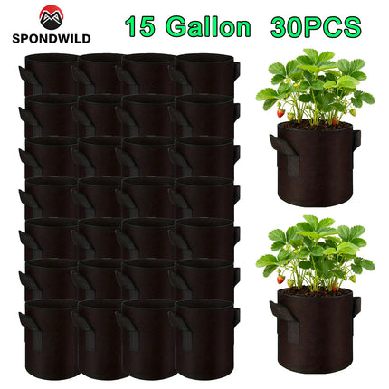 SPONDWILD 30 Pcs 15 Gallon Tomatoes / Potatoes Grow Bags Thickened Non-Woven Fabric Garden Greenhouse Pot Vegetable Growing Bags by zapcart