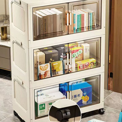 Foldable Multi-Layer Plastic Baby Wardrobe No-Install Clothing Storage Cabinet for Home Living Room Bedroom Portable Storage Box by zapcart