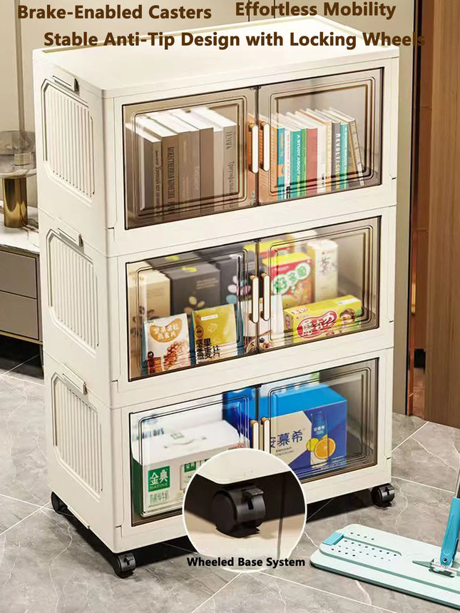 Foldable Multi-Layer Plastic Baby Wardrobe No-Install Clothing Storage Cabinet for Home Living Room Bedroom Portable Storage Box by zapcart