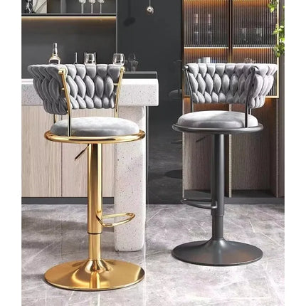Bar Chair Nordic Tall Counter Furniture Gold Velvet Back Luxury Kitchen Leather Modern High Stool Bar Chairs كراسي بار Stool by zapcart