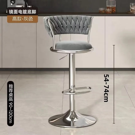Bar Chair Nordic Tall Counter Furniture Gold Velvet Back Luxury Kitchen Leather Modern High Stool Bar Chairs كراسي بار Stool by zapcart