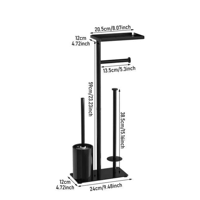 Toilet toilet floor standing paper holder with toilet brush storage tray magnetic suction bracket multifunctional vertical paper by zapcart