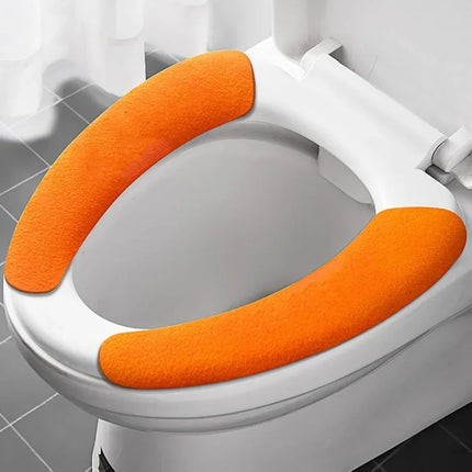 Toilet Seat Cover Soft Closestool Paste Solid Color Toilet Sticky Seat Pad Washable Bathroom Warmer Seat Lid Cover Pad Universal by zapcart