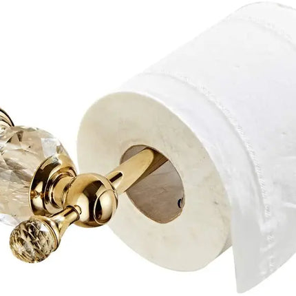 Crystal Toilet Paper Holder, Gold Toilet Roll Holder Modern Bathroom Accessories Zinc Alloy Tissue Hanger Wall Mounted by zapcart