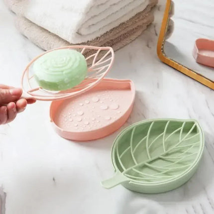 3 Colors Leaf Shape Soap Holder Non Slip Soap Box Toilet Shower Tray Draining Rack Bathroom Gadgets Soap Dish Tray Holder by zapcart