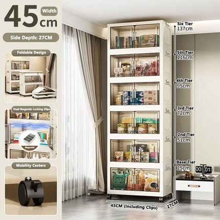 Foldable Multi-Layer Plastic Baby Wardrobe No-Install Clothing Storage Cabinet for Home Living Room Bedroom Portable Storage Box by zapcart