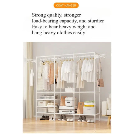 Simplecoat rack Multifunctional floor double row hanger Hanging hanger Drying rack Bedroom home reinforcement Stylish and simple by zapcart