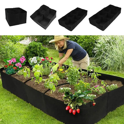Garden Planting Bag Multi-gird Felt Growing Bag Rectangle Planting Nursery Pot Vegetable Tomato Potato Planting Container Plant by zapcart