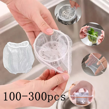 100-300Pcs Disposable Sink Filter Mesh Bags Polyester Material Kitchen Cleanning No Dirty Hand Strainer Household Food Residue by zapcart