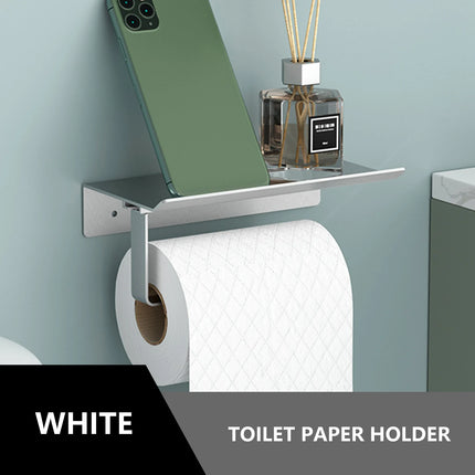 Toilet Paper Holder Space Aluminum Wall Mounted Black Toilet Paper Roll Holder Bathroom Accessories Hardware Decor Storage Shelf by zapcart