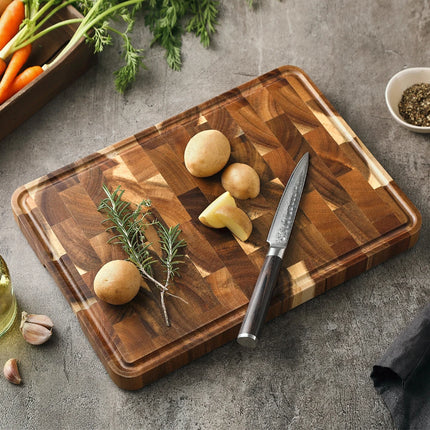 HEZHEN Cutting Board Acacia Wood End Grain For Home Cooks by zapcart