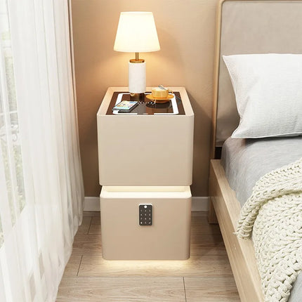 Wireless Charging Smart Bedside Table Modern Solid Wood Drawer Cabinet Floating Narrow Nightstand Minimalist Bedside Storage by zapcart