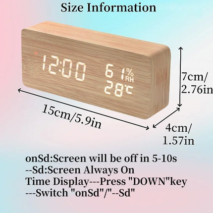 NieNeinChoice Voice Control Wood Digital Alarm Clock Bedroom by zapcart