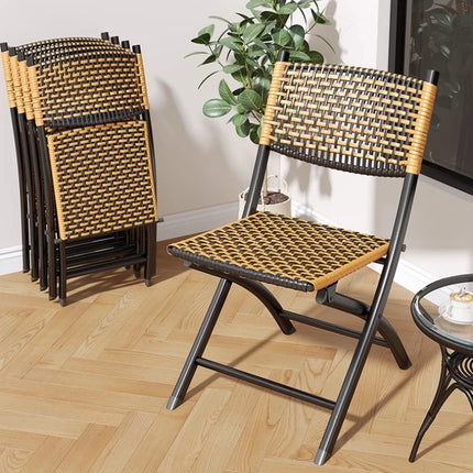 ‌Rattan Folding Lounge Chair, Waterproof Sun-Resistant Recliner, Breathable Oversized Seat, Portable Quiet Balcony Sofa by zapcart