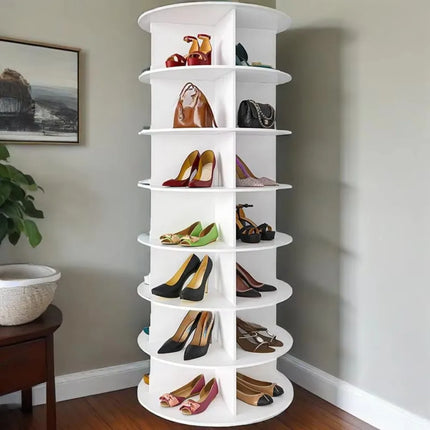 Smart Intelligent Full-Height 360 Degree Rotating DIY Wood Shoe Rack Cabinet Mirror Door Modern Home Furniture for Hallway by zapcart
