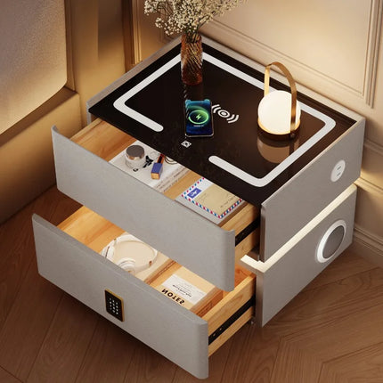 Floating LED Bedside Table Smart Nightstand with Wireless Charging Luxury Modern 2-Tier Storage Drawer Compact Bedroom Furniture by zapcart