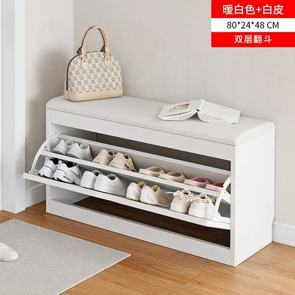 Tipping bucket shoe change stool household door shoe cabinet can sit integrated locker entry shoe stool simple shoe rack storage by zapcart