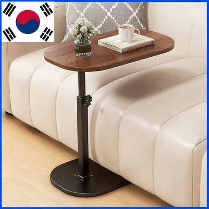 Luxury Adjustable Height Sofa Side Table Portable C-Shape Coffee Table with Cork Finish for RV Home Office Living Room Bedroom by zapcart