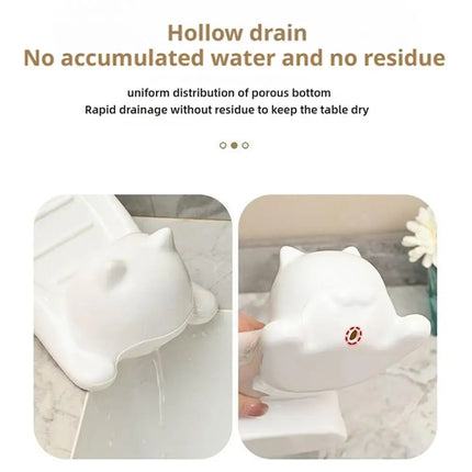 Cartoon Cat Soap Box Cartoon Soap Dish Drainable Storage Holder Soap Container Storage Dish Household Bathroom Accessories by zapcart