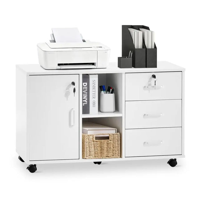 Mobile File Cabinet with Lockable Drawers 4 Wheels Lateral Stationery Storage Cabinet for Home Office, File Organization Unit P by zapcart