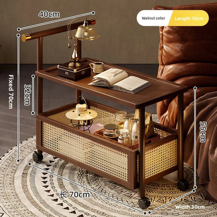 Movable side tables, sofa side tables, retro-style coffee tables, storage racks with wheels, handcarts, living room tea tables by zapcart