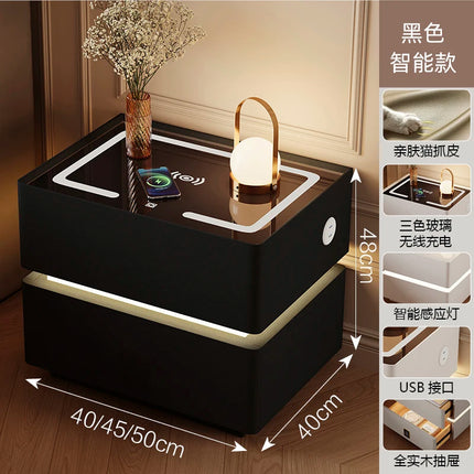 Floating LED Bedside Table Smart Nightstand with Wireless Charging Luxury Modern 2-Tier Storage Drawer Compact Bedroom Furniture by zapcart