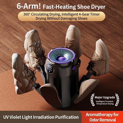 Intelligent Timer Shoe Dryer Household Portable Folding Six Arms Shoe Dryer Quick Drying Deodorizing Sterilizing Shoe Dryer by zapcart