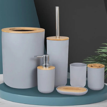 Bathroom Accessories Set Soap Dispenser Bottle Dish Washroom Toothbrush Holder Cup Suit Lotion Rack Toilet Brush Garbage Can by zapcart