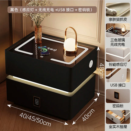 Floating LED Bedside Table Smart Nightstand with Wireless Charging Luxury Modern 2-Tier Storage Drawer Compact Bedroom Furniture by zapcart