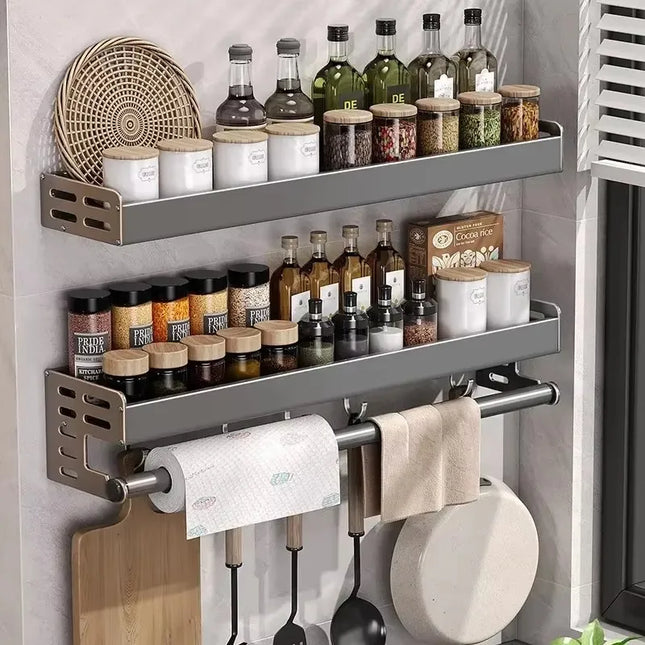 Wall Mounted Kitchen Spice Storage Rack Multifunctional Organizer For Home Cooks by zapcart