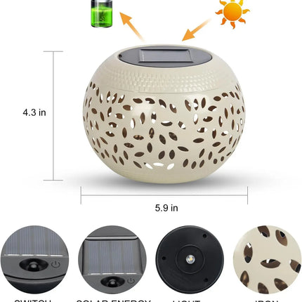 Solar Table Light Outdoor Solar Powered LED Lamp Hollowed-Out Metal Desktop Decorative Lantern Patio Garden light Desktop Light by zapcart