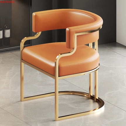 Designer Dining Chairs Beige Gold Legs Waiting Fashion Sofa Chairs Luxury Adults Floor Protector Sillas Indoor Supplies by zapcart