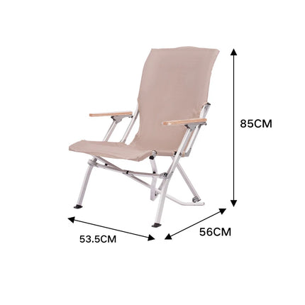 Outdoor Folding Chair Portable Relaxing Aluminum Alloy Backrest Wooden Arm Fishing Beach Travel Garden Patio Camping Chair by zapcart